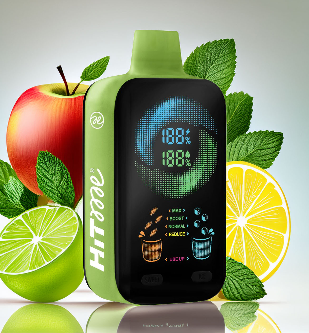 Hitme Hitec 25000 Vape: Alma, Citrom, Menta 5% – 25000 Slukk, Állítható Hitme Hitec 25000 Vape: Alma, Citrom, Menta 5% – 25000 Slukk, Állítható